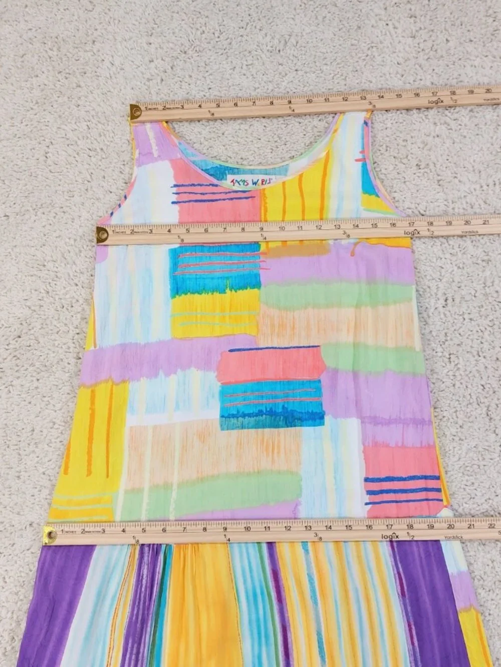 Vintage Jams World Tank Dress Womens Small, Colorful Brushstroke Print Hawaiian